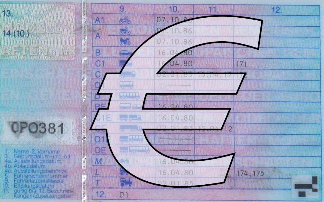 Führerschein mit Eurozeichen